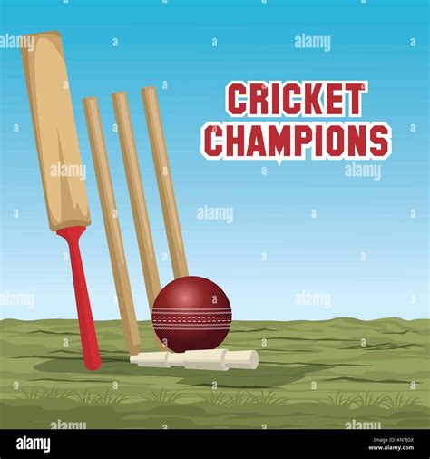 Cricket Ball Stumps Grass Stock Vector Images Alamy