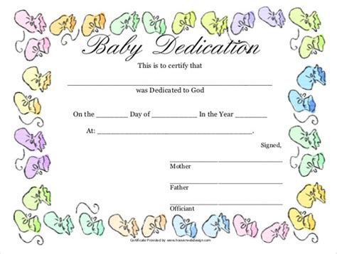 Baby Dedication Certificate Template Free