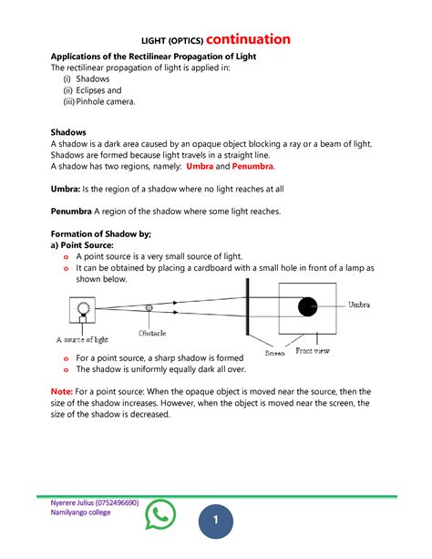 Solution Applications Of Rectilinear Propagation Of Light Studypool