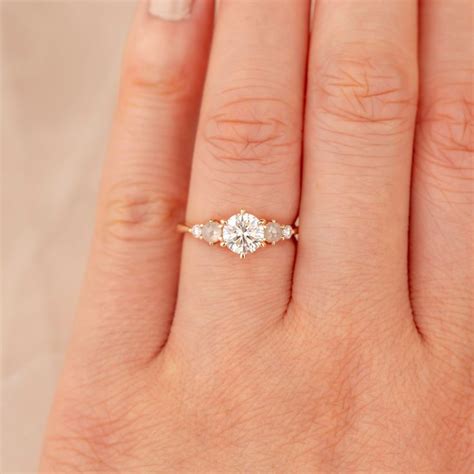 Moissanite Rose Cut Cabochon Diamonds And White Diamonds Engagement