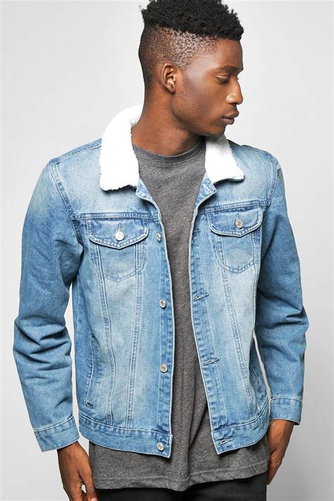 Mens Borg Collar Denim Jacket Boohoo Uk