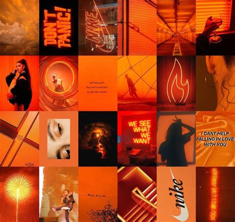 Pcs Orange Wall Collage Kit Neon Orange Aesthetic Photo Collage