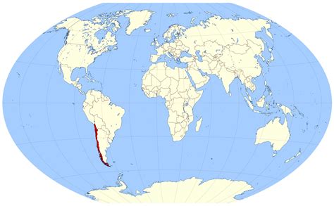 Chile on world map - World map showing Chile (South America - Americas)