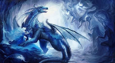 Hd Wallpaper Dragon Fantasy Art Ice Women Wallpaper Flare