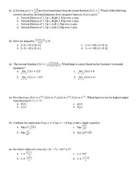 Full Practice AP Precalculus Exam With Answer Key By Piemart TPT