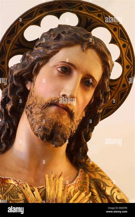 Jesus Christ Wood Statue Head Stock Photo Alamy