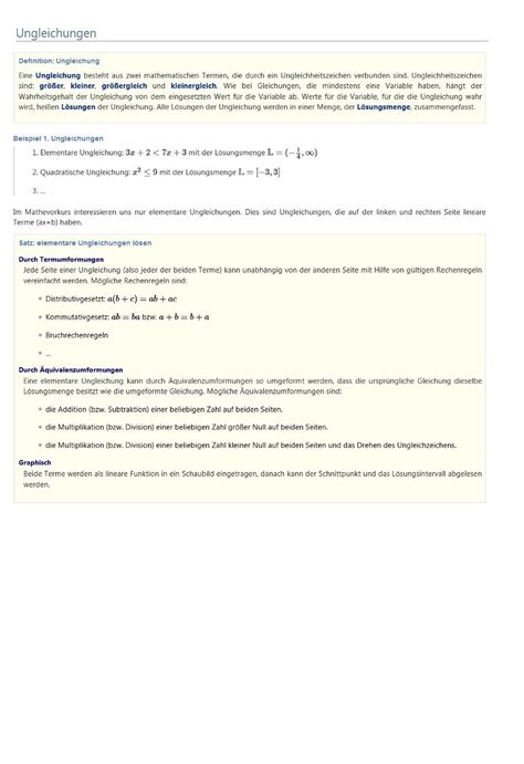 Vorkurs Mathe Block 3 3 Ungleichungen 01 Lernmodul Mathematik Studocu