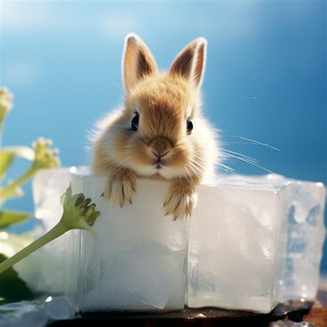 Premium Ai Image Very Cute Rabbit With Ice Cubes