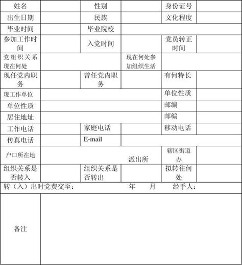 流动党员基本情况登记表word文档在线阅读与下载无忧文档