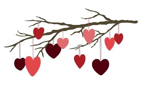 Cute Valentines Day Vector Illustration Tree Branch With Hanging