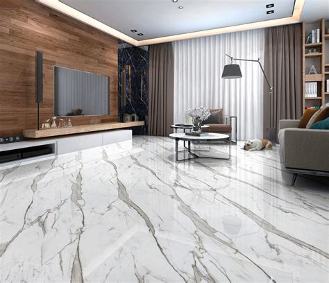 Gres porcellanato effetto Marmo Statuario a vena continua 60x120 cm ...