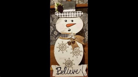 Diy Dollar Tree Standing Snowman Sign Farmhouse Vintage Indoor