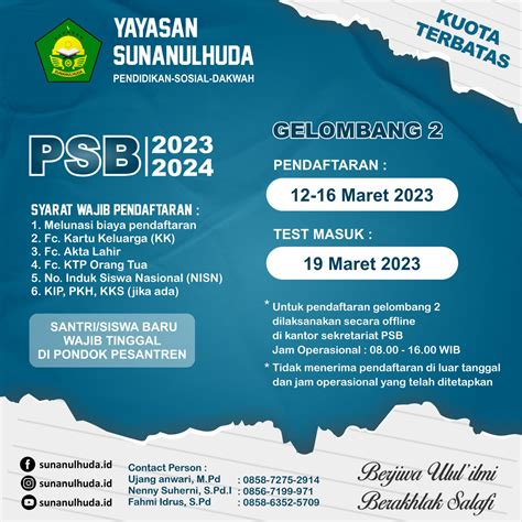 Info Gelombang Psb Pondok Pesantren