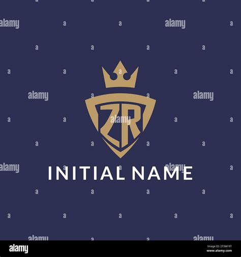 ZR Logo With Shield And Crown Monogram Initial Logo Style Vector File