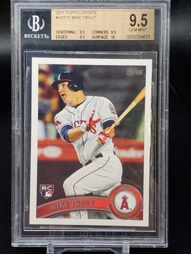 2011 Topps Update Mike Trout Rookie RC Los Angeles Angels US175 BGS 9 5