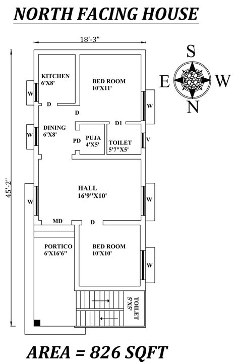 X Bhk North Facing House Plan As Per Vastu Shastra Autocad Designinte