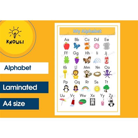 Laminated Educational Wall Chart Alphabet A4 Size Shopee Philippines