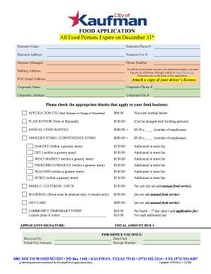 Fillable Online All Food Permits Expire On December 31st Fax Email