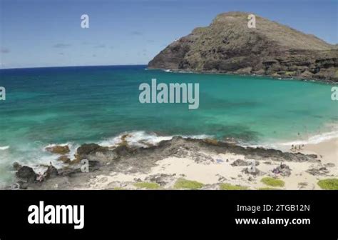 An Aerial Footage Of Makapuu Beach On The Island Of Oahu In The Hawaiian Islands Stock Video