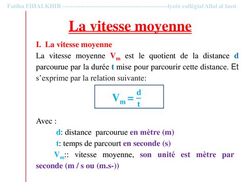 Vitesse Moyenne Cours PPT 4 AlloSchool