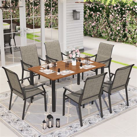 Teak Dining Set:6 Seater 7 Pc - 60" Round Table And 6 Stacking Arbor Arm Chairs Outdoor Patio ...