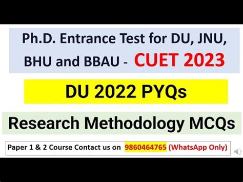 Cuet Phd Entrance Test Du Pyqs On Research Methodology Cuet