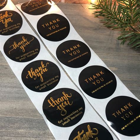 1 5 Thank You Stickers Black Gold Thank You Stickers Craft Stickers