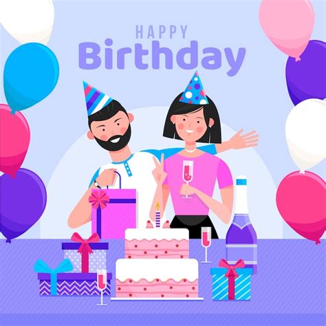 Free Vector Happy Birthday Illustration With Couple