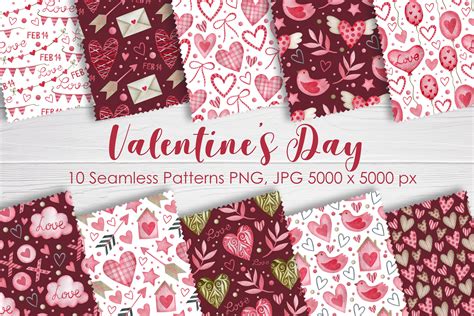 Watercolor Valentines Day Seamless Patterns By Kiraartstory