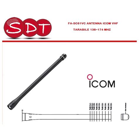 FA SC61VC ANTENNA ICOM ORIGINALE VHF TARABILE 136 174 MHZ PER SERIE