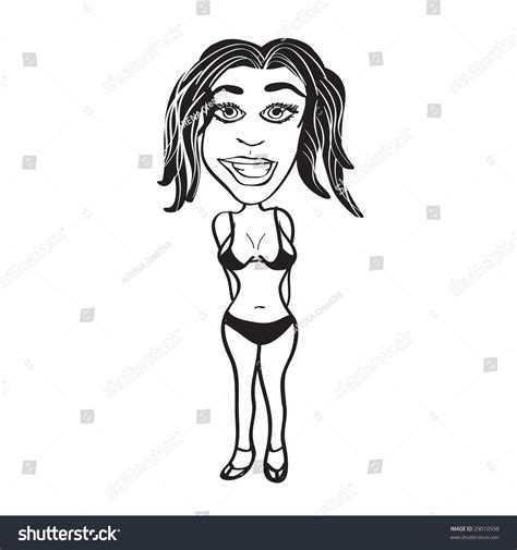 Sexy Beach Babe Cartoon Black White Stock Vector Royalty Free 29010598 Shutterstock