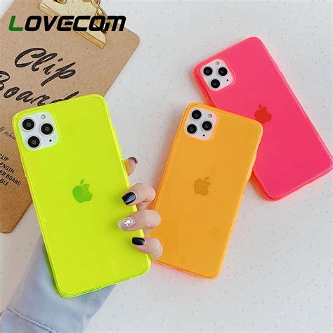 Capa de telefone de cor sólida fluorescente LOVECOM para iPhone 14 13