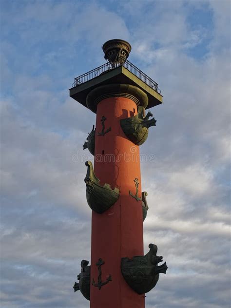 Rostral Column On The Spit Of Vasilievsky Island Stock Photo Image