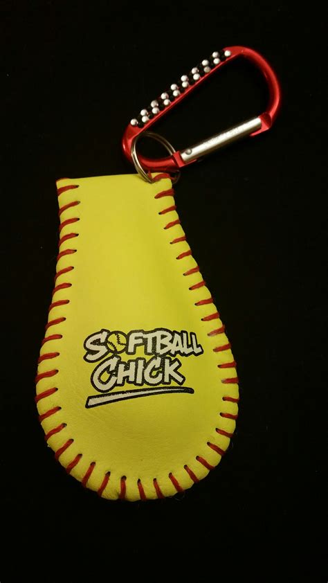 Softball Keychain with Jeweled Carabineer on Storenvy