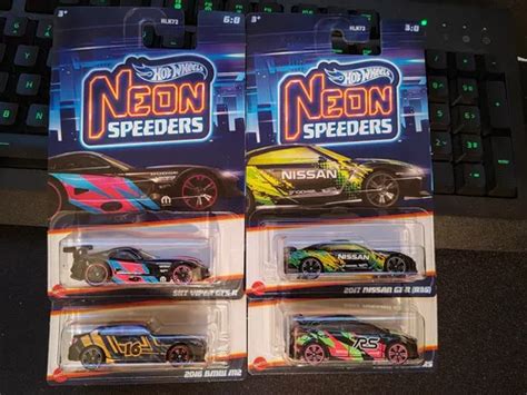 Hot Wheels Neón Speeders Set 4 Envío gratis