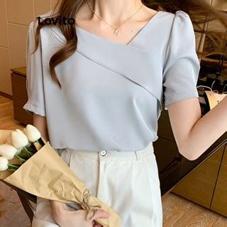 Lovito Women Elegant Plain Asymmetrical Blouse LNE40251 Shopee