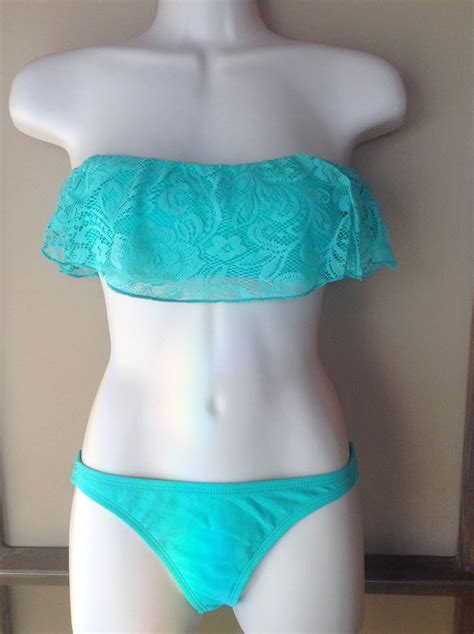 A Mint Green Ruffled Top Bikini Bikinis Bikini Tops Swimwear