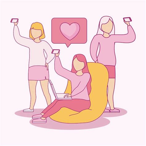 Premium Vector Group Of Women Taking Selfie With Smartphone And