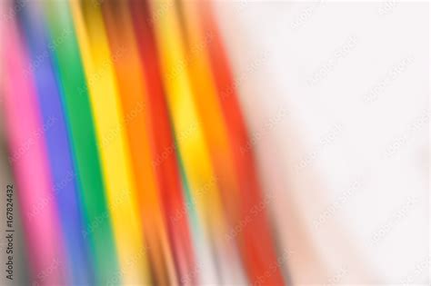 Motion Blurred Picture Of A Gay Rainbow Flag During Pride Parade Concept Of LGBT Rights Stock