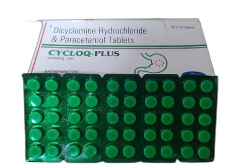 Cycloq Plus Dicyclomine Hydrochloride Paracetamol Tablet At Rs 165 Box Indore Id 26938353662