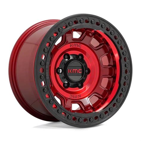 Kmc Jeep Wrangler Tank Beadlock Candy Red Wheel 17x9 38mm Offset