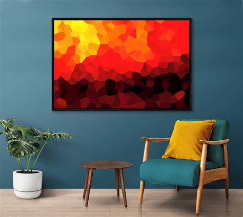 Quadro Abstrato Laranja Vermelho Arte Canvas Moldura X No Elo