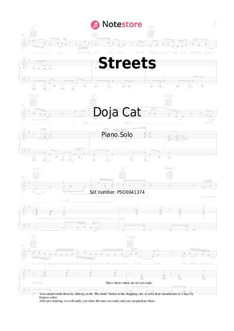 Streets piano sheet music Doja Cat in Note-Store.com | Piano.Solo SKU ...