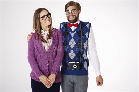 Funny Nerd Couple Stock Photo Image Of Geek Love Camera 80667720