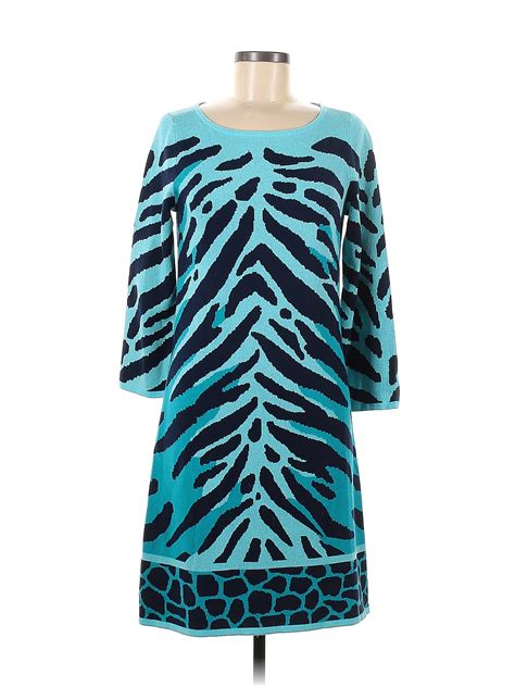 Lilly Pulitzer 100 Cotton Zebra Print Multi Color Blue Casual Dress