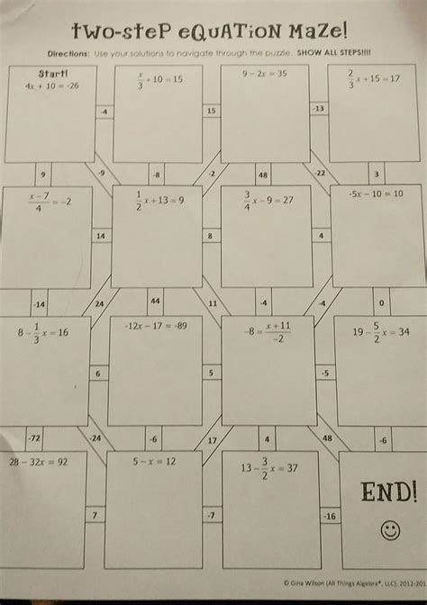 40 Two Step Equations Maze Worksheet Worksheet Database