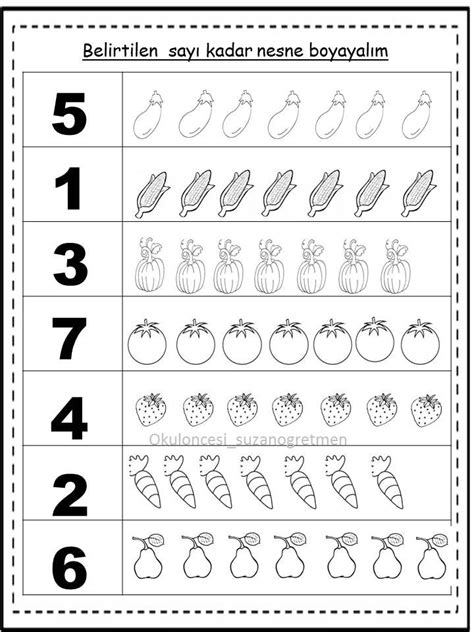 Sayı nesne eşleştirme okul öncesi Okul öncesi matematik Okul öncesi