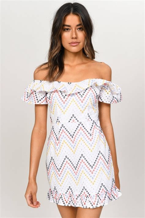 Tara White Multi Off Shoulder Dress £45 Tobi Gb