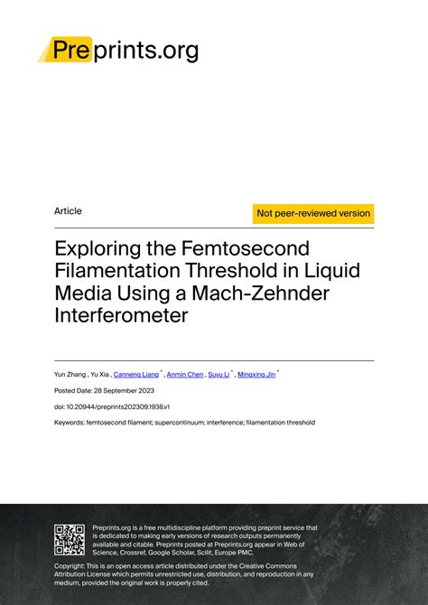 Pdf Exploring The Femtosecond Filamentation Threshold In Liquid Media