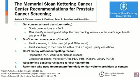 Prostate Cancer And Early Detection Nccn And Mskcc Guidelines